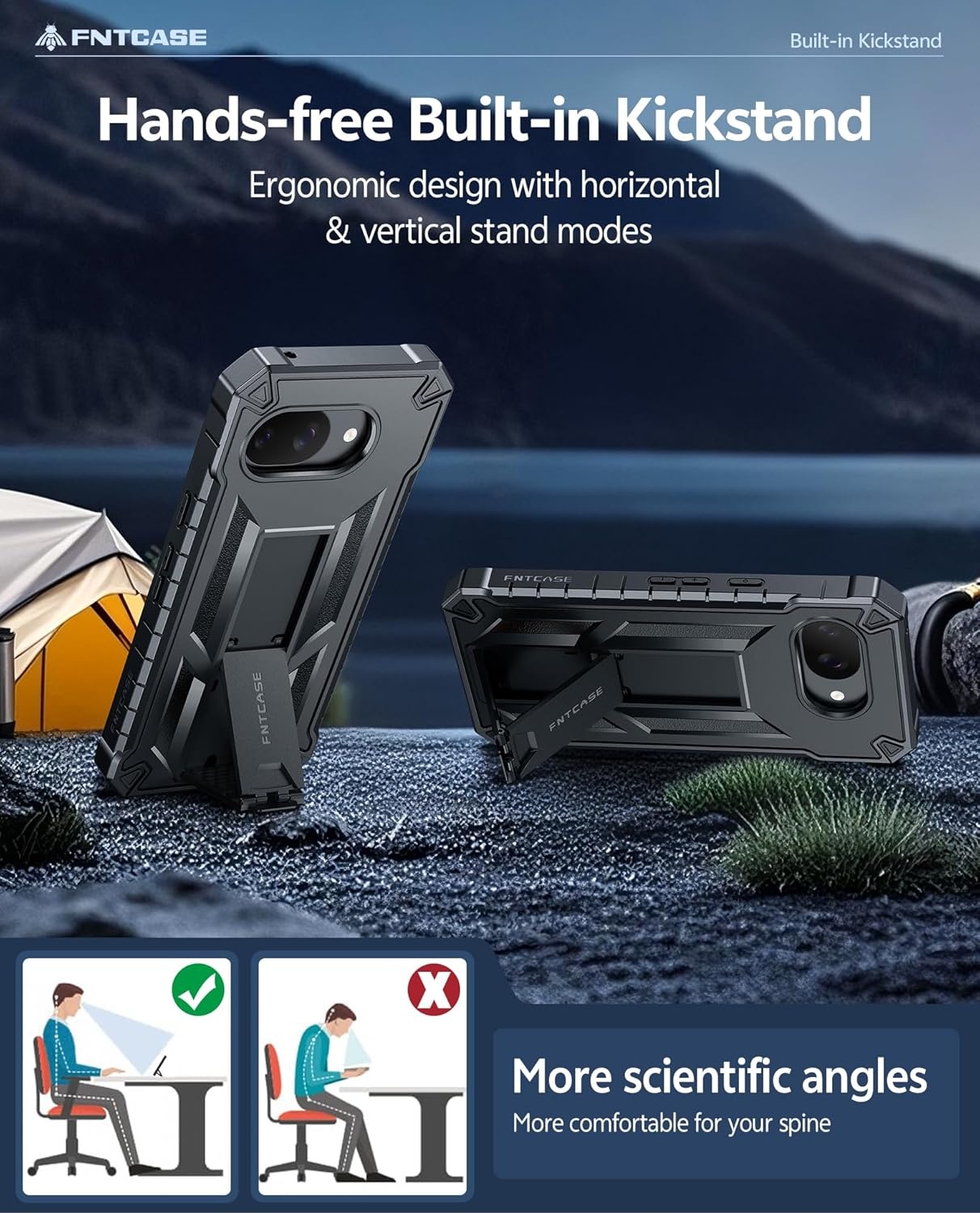 image:imageFNTCASE for Samsung Galaxy S26Ultra Case Builtin Screen Protector amp Kickstand 2 Front Frames MilitaryGrade Drop Protection Heavy Duty Shockproof Rugged TPU Case Full Body Protective BlueBlack