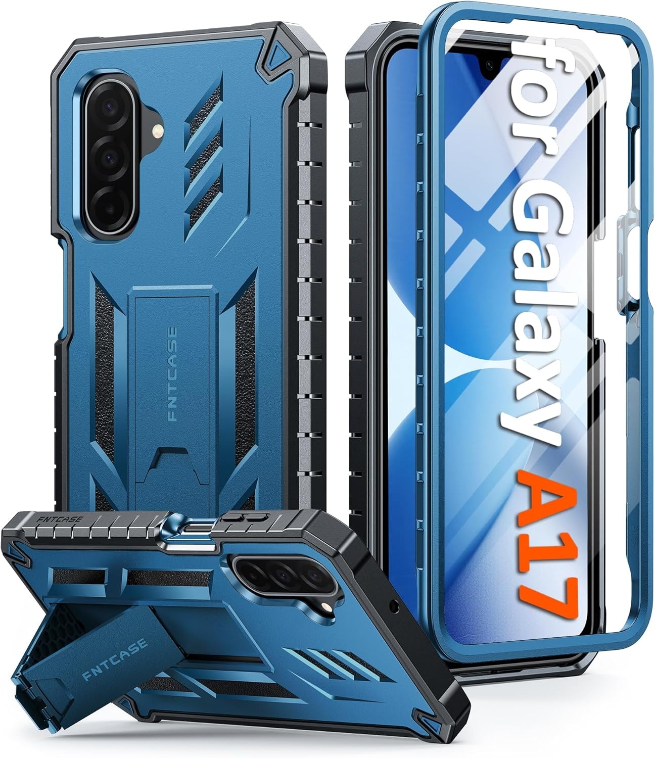 image:imageFNTCASE for Samsung Galaxy S26Ultra Case Builtin Screen Protector amp Kickstand 2 Front Frames MilitaryGrade Drop Protection Heavy Duty Shockproof Rugged TPU Case Full Body Protective BlueBlue