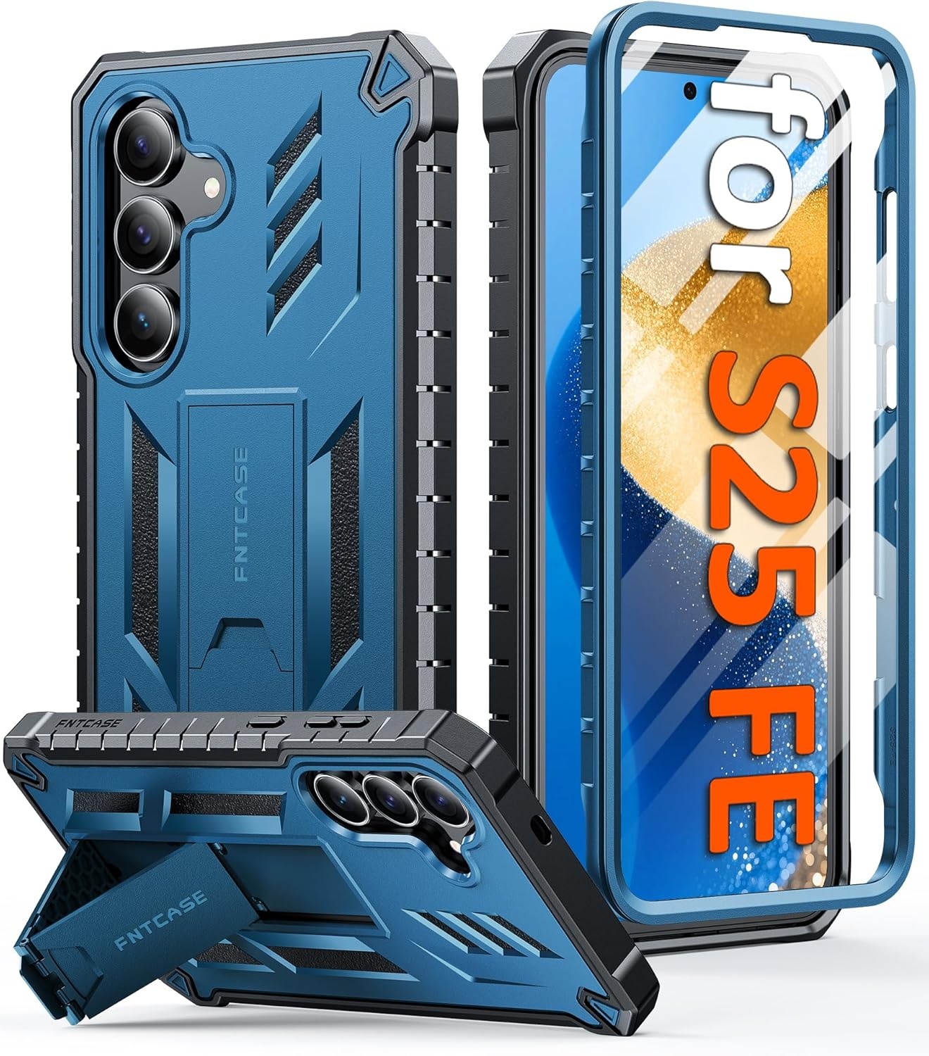 image:imageFNTCASE for Samsung Galaxy S26Ultra Case Builtin Screen Protector amp Kickstand 2 Front Frames MilitaryGrade Drop Protection Heavy Duty Shockproof Rugged TPU Case Full Body Protective BlueBlue