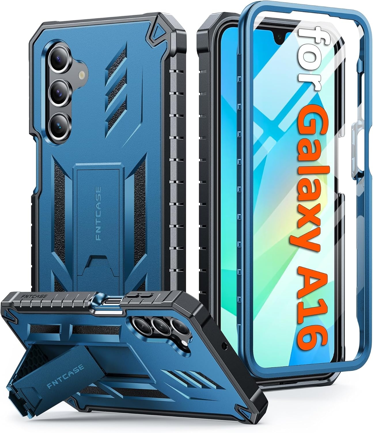 image:imageFNTCASE for Samsung Galaxy S26Ultra Case Builtin Screen Protector amp Kickstand 2 Front Frames MilitaryGrade Drop Protection Heavy Duty Shockproof Rugged TPU Case Full Body Protective BlueBlue