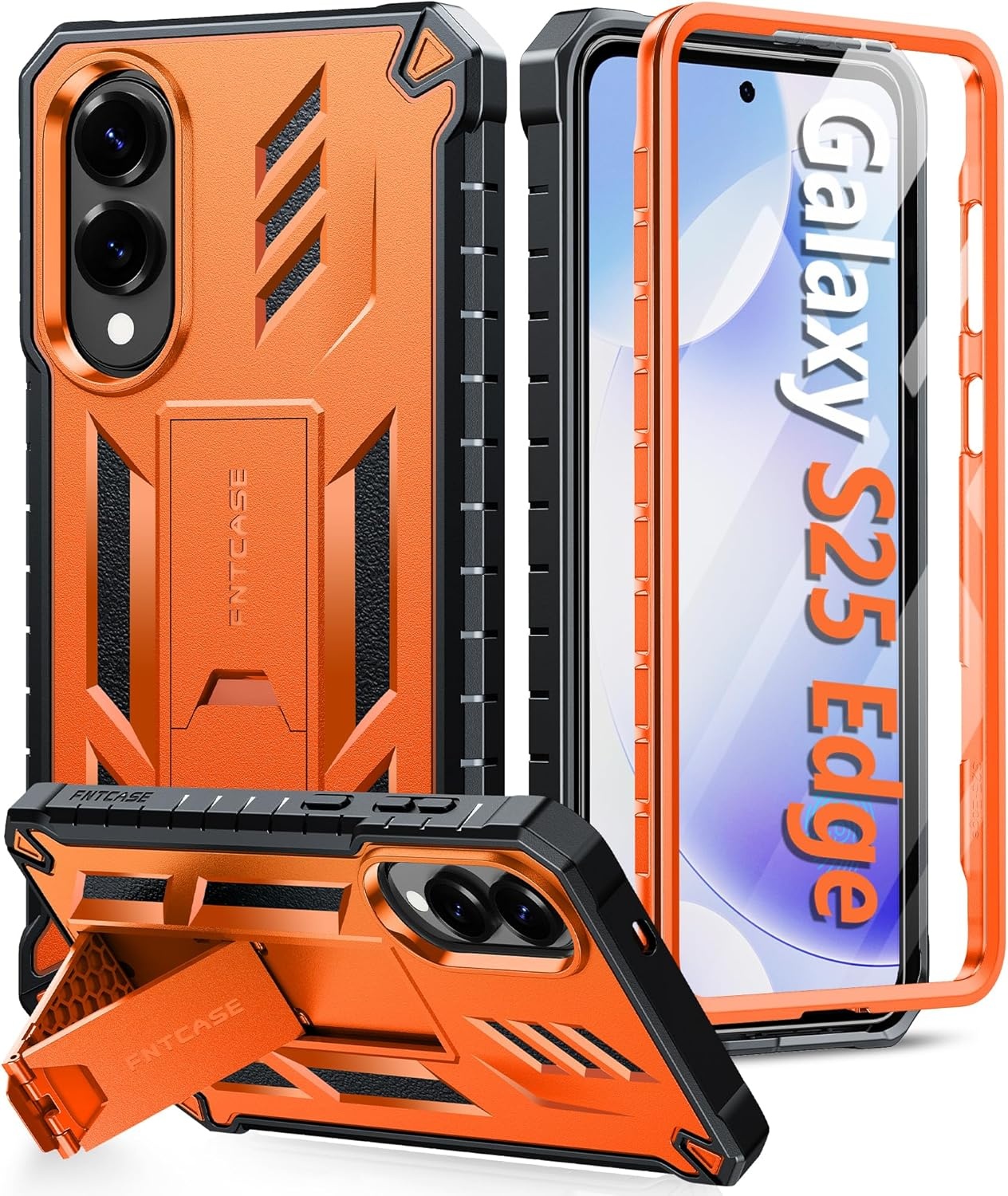 image:imageFNTCASE for Samsung Galaxy S26Ultra Case Builtin Screen Protector amp Kickstand 2 Front Frames MilitaryGrade Drop Protection Heavy Duty Shockproof Rugged TPU Case Full Body Protective BlueOrange