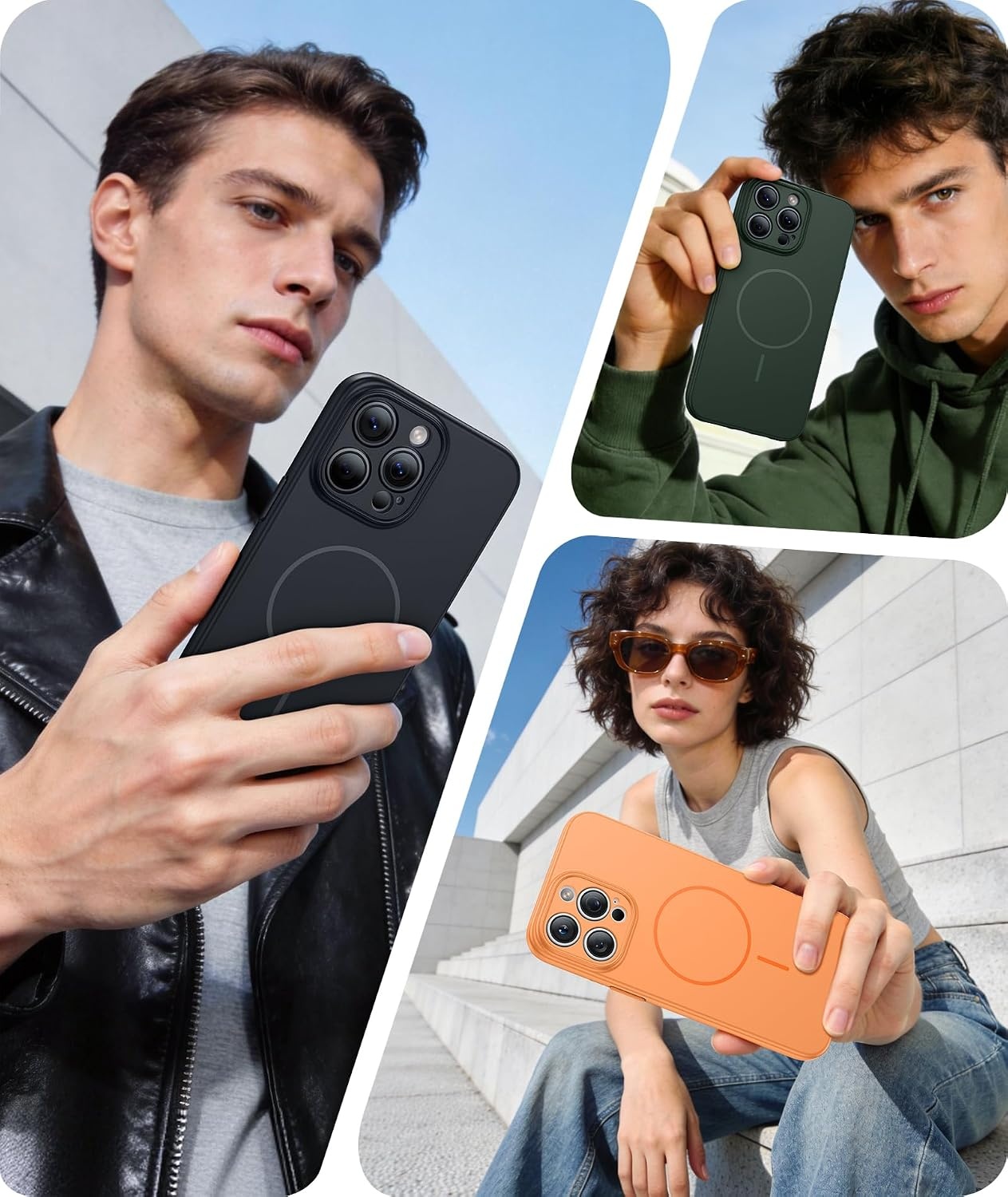 image:imageFNTCASE for iPhone 14 Pro Max Case Orange Compatible with Magsafe Solid Matte 14 Pro Max Magnetic Phone Cover with Full Camera Protection Screen Protector Military Grade Shockproof Protective