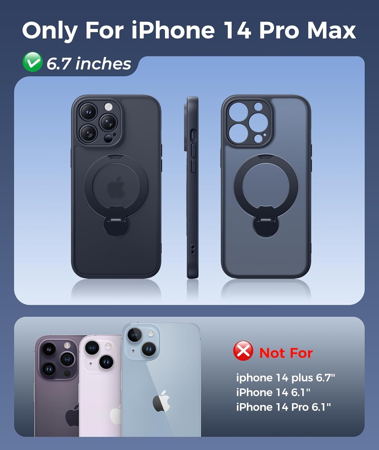 image:imageFNTCASE for iPhone 17 Case 360 Spin Magnetic Stand Compatible with Magsafe Screen Protector Translucent Matte Military Grade Shockproof Full Camera Protective Phone Cover BlackBlack