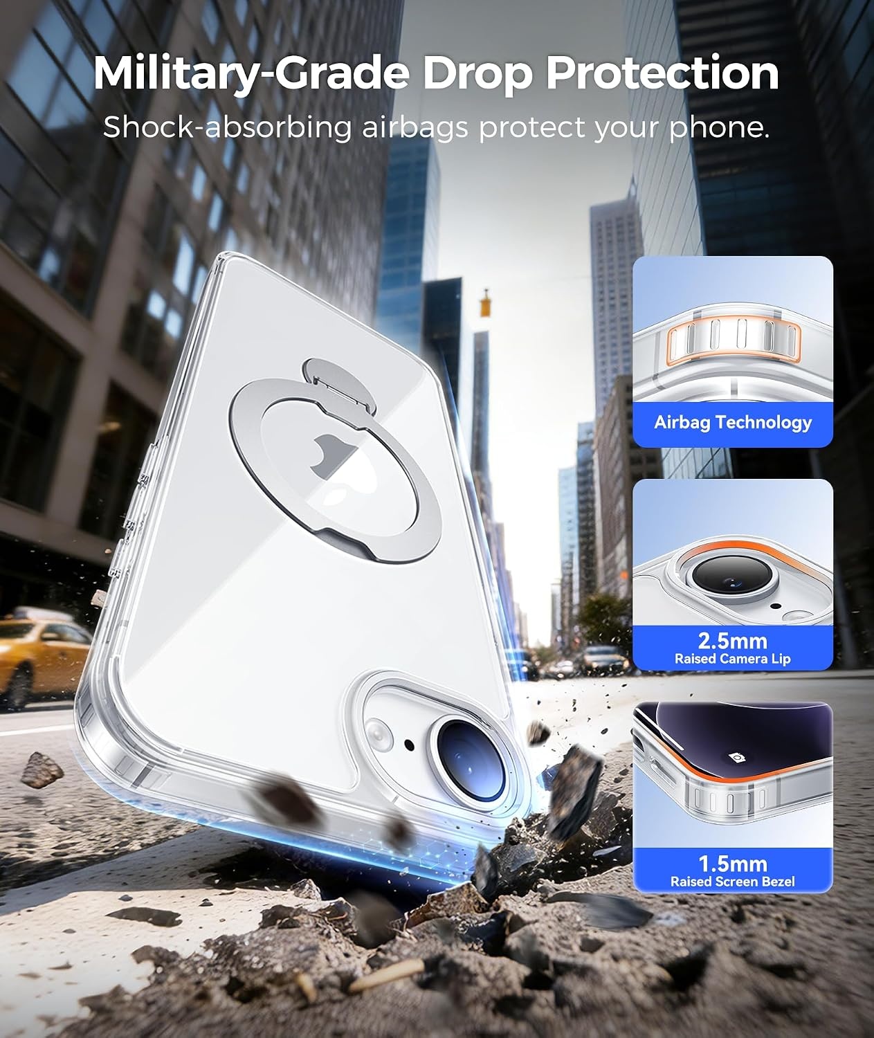 image:imageFNTCASE for iPhone 17 Case 360 Spin Magnetic Stand Compatible with Magsafe Screen Protector Translucent Matte Military Grade Shockproof Full Camera Protective Phone Cover BlackClear