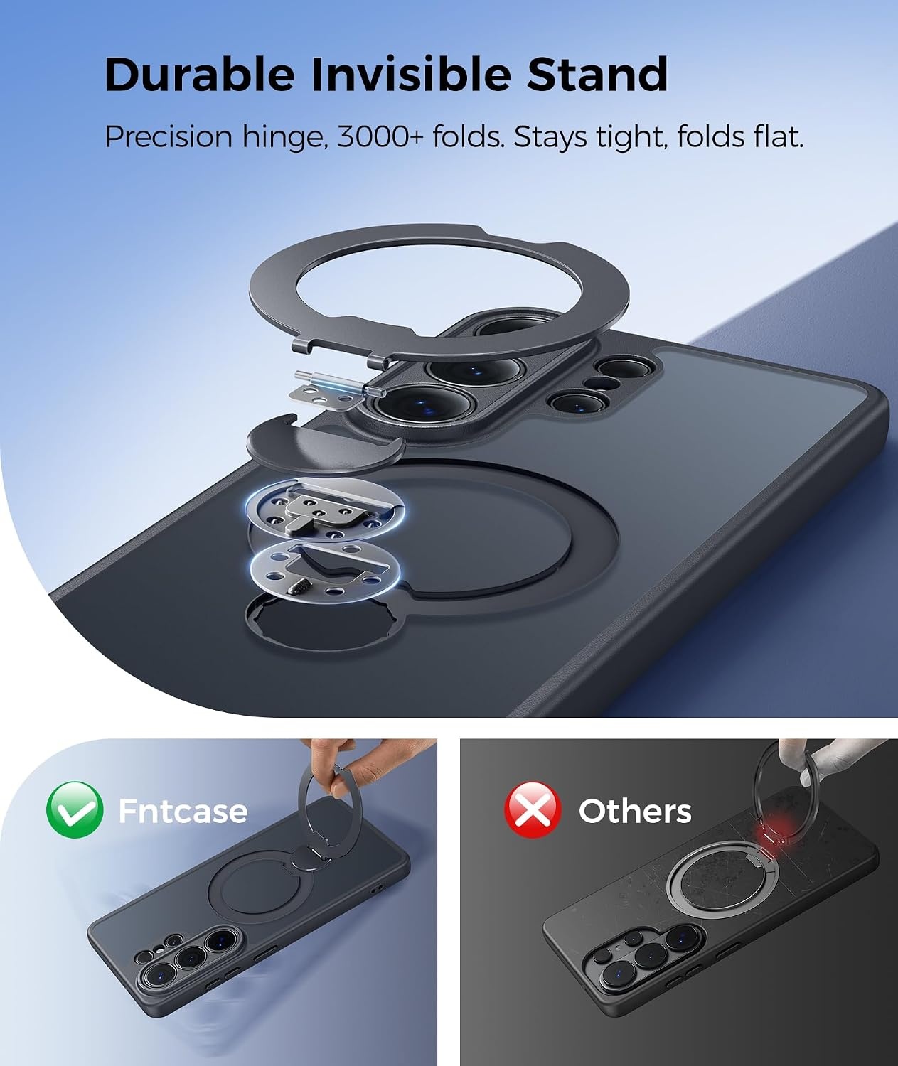 image:imageFNTCASE for iPhone 17 Case 360 Spin Magnetic Stand Compatible with Magsafe Screen Protector Translucent Matte Military Grade Shockproof Full Camera Protective Phone Cover BlackBlack