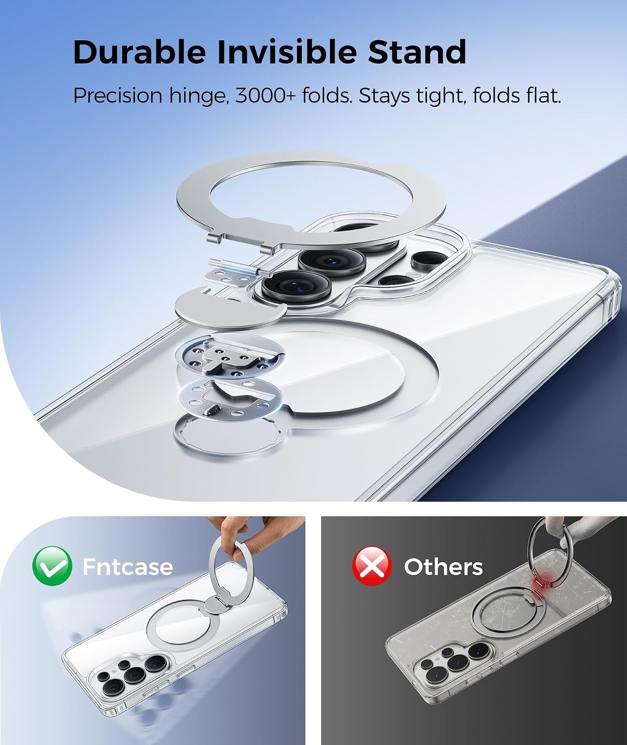 image:imageFNTCASE for iPhone 17 Case 360 Spin Magnetic Stand Compatible with Magsafe Screen Protector Translucent Matte Military Grade Shockproof Full Camera Protective Phone Cover BlackClear