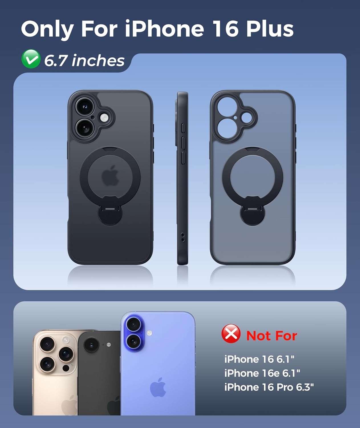 image:imageFNTCASE for iPhone 17 Case 360 Spin Magnetic Stand Compatible with Magsafe Screen Protector Translucent Matte Military Grade Shockproof Full Camera Protective Phone Cover BlackBlack