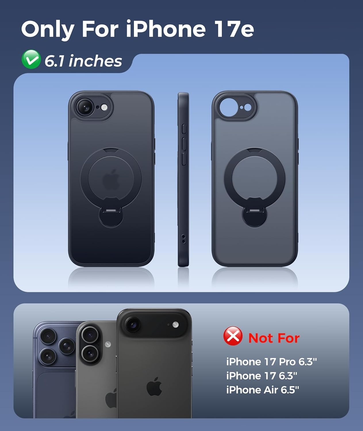 image:imageFNTCASE for iPhone 17 Case 360 Spin Magnetic Stand Compatible with Magsafe Screen Protector Translucent Matte Military Grade Shockproof Full Camera Protective Phone Cover BlackBlack