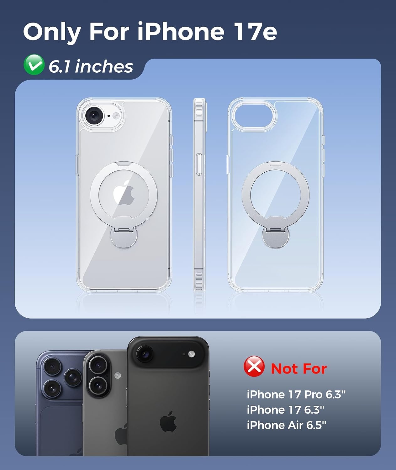 image:imageFNTCASE for iPhone 17 Case 360 Spin Magnetic Stand Compatible with Magsafe Screen Protector Translucent Matte Military Grade Shockproof Full Camera Protective Phone Cover BlackClear