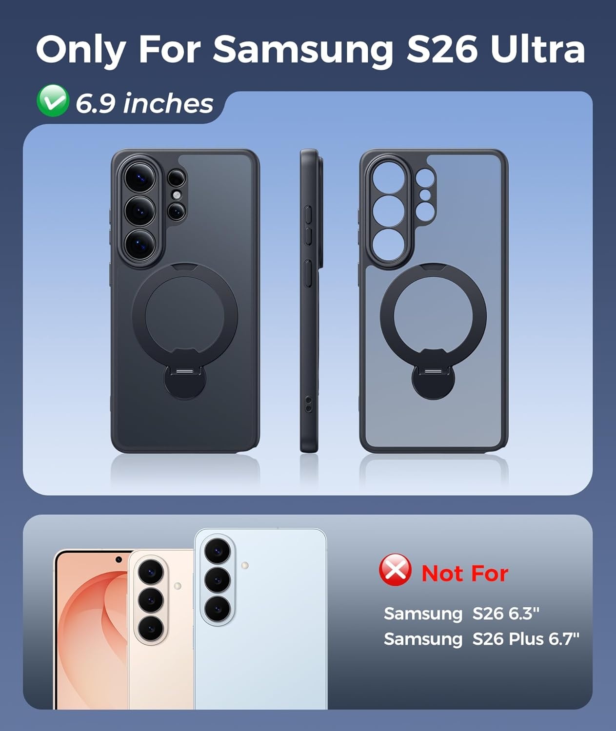 image:imageFNTCASE for iPhone 17 Case 360 Spin Magnetic Stand Compatible with Magsafe Screen Protector Translucent Matte Military Grade Shockproof Full Camera Protective Phone Cover BlackBlack