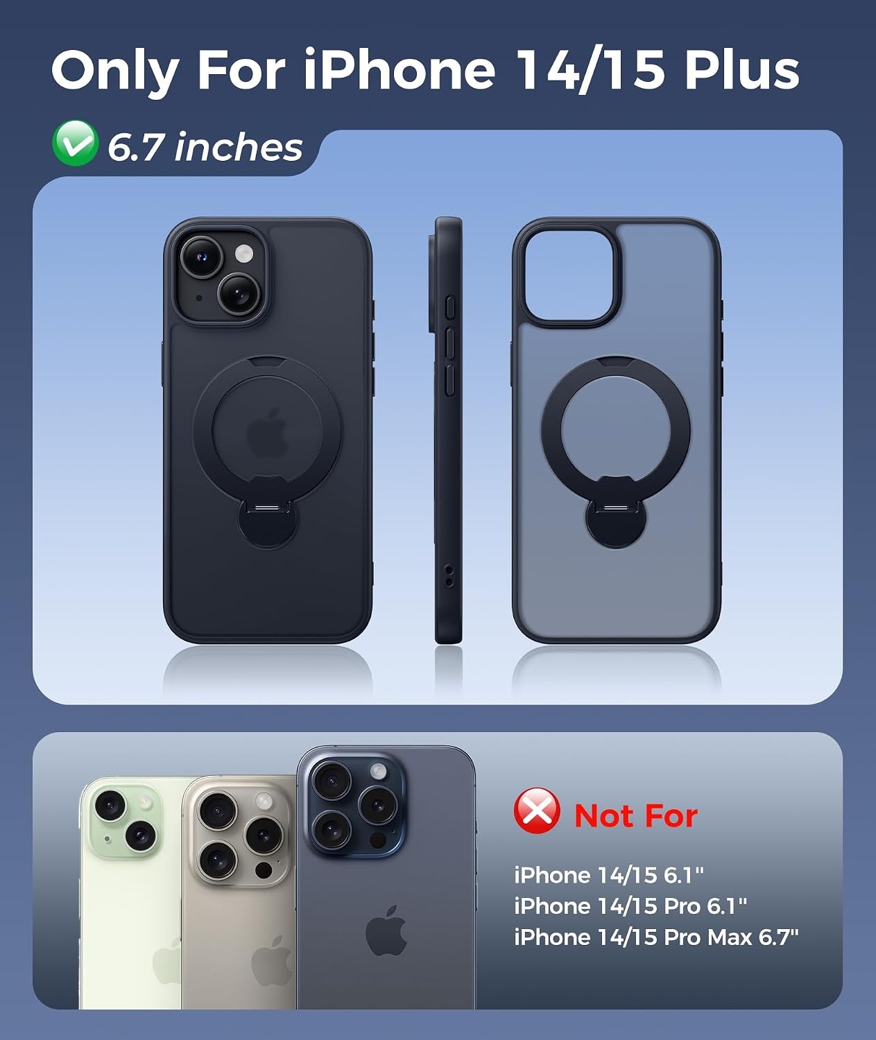 image:imageFNTCASE for iPhone 17 Case 360 Spin Magnetic Stand Compatible with Magsafe Screen Protector Translucent Matte Military Grade Shockproof Full Camera Protective Phone Cover BlackBlack