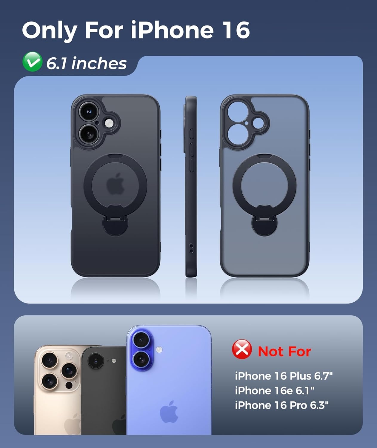 image:imageFNTCASE for iPhone 17 Case 360 Spin Magnetic Stand Compatible with Magsafe Screen Protector Translucent Matte Military Grade Shockproof Full Camera Protective Phone Cover BlackBlack