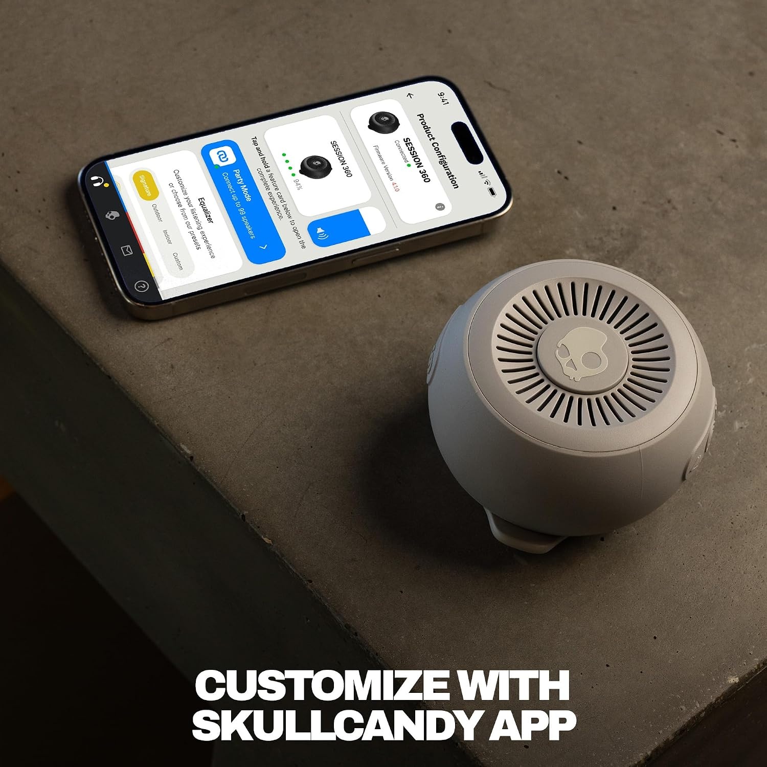 image:imageSkullcandy Session 360 Portable Lightweight Bluetooth Speaker Waterproof Dustproof 20 Hours of Playtime Built for Home Outdoors Party Travel Big Sound iPhone Android Compatible PlasmaCement