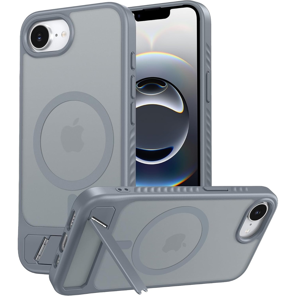 image:imageFNTCASE for iPhone 17 Case 360 Spin Magnetic Stand Compatible with Magsafe Screen Protector Translucent Matte Military Grade Shockproof Full Camera Protective Phone Cover  BlackZGray