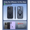 FNTCASE for iPhone 17 Case: [360 Spin Magnetic Stand] [Compatible with Magsafe] [Screen Protector] Translucent Matte Military Grade Shockproof Full Camera Protective Phone Cover – Black(Black)