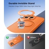 FNTCASE for iPhone 17 Case: [360 Spin Magnetic Stand] [Compatible with Magsafe] [Screen Protector] Translucent Matte Military Grade Shockproof Full Camera Protective Phone Cover – Black(Orange)