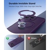 FNTCASE for iPhone 17 Case: [360 Spin Magnetic Stand] [Compatible with Magsafe] [Screen Protector] Translucent Matte Military Grade Shockproof Full Camera Protective Phone Cover – Black(Purple)