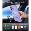 FNTCASE for iPhone 17 Case: [360 Spin Magnetic Stand] [Compatible with Magsafe] [Screen Protector] Translucent Matte Military Grade Shockproof Full Camera Protective Phone Cover – Black(Light Purple)