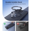 FNTCASE for iPhone 17 Case: [360 Spin Magnetic Stand] [Compatible with Magsafe] [Screen Protector] Translucent Matte Military Grade Shockproof Full Camera Protective Phone Cover – Black(Black)