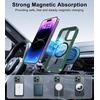 FNTCASE for iPhone 17 Case: [360 Spin Magnetic Stand] [Compatible with Magsafe] [Screen Protector] Translucent Matte Military Grade Shockproof Full Camera Protective Phone Cover – Black(Z-Green)