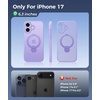 FNTCASE for iPhone 17 Case: [360 Spin Magnetic Stand] [Compatible with Magsafe] [Screen Protector] Translucent Matte Military Grade Shockproof Full Camera Protective Phone Cover – Black(Light Purple)