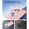 FNTCASE for iPhone 17 Case: [360 Spin Magnetic Stand] [Compatible with Magsafe] [Screen Protector] Translucent Matte Military Grade Shockproof Full Camera Protective Phone Cover – Black(Pink)