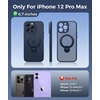 FNTCASE for iPhone 17 Case: [360 Spin Magnetic Stand] [Compatible with Magsafe] [Screen Protector] Translucent Matte Military Grade Shockproof Full Camera Protective Phone Cover – Black(Deep Blue)