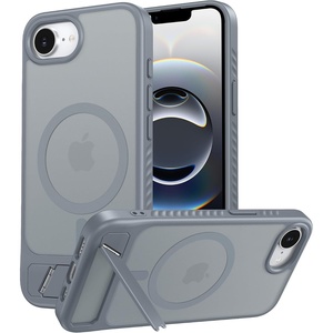 FNTCASE for iPhone 17 Case: [360 Spin Magnetic Stand] [Compatible with Magsafe] [Screen Protector] Translucent Matte Military Grade Shockproof Full Camera Protective Phone Cover – Black(Z-Gray)