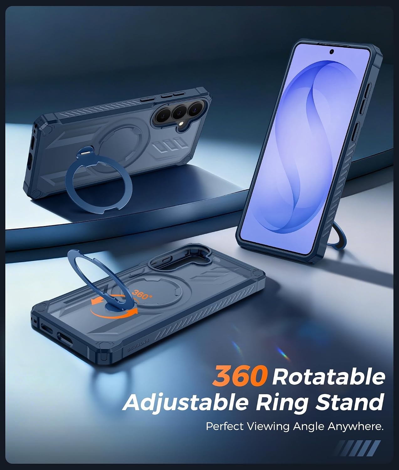 image:imageFNTCASE for Samsung Galaxy S26 Plus Case with Magnetic Ring Kickstand Screen Protector Compatible with MagSafe MilitaryGrade Drop Protection Shockproof Grip Bumper TPU Sturdy Cases BlackTranslucent Blue
