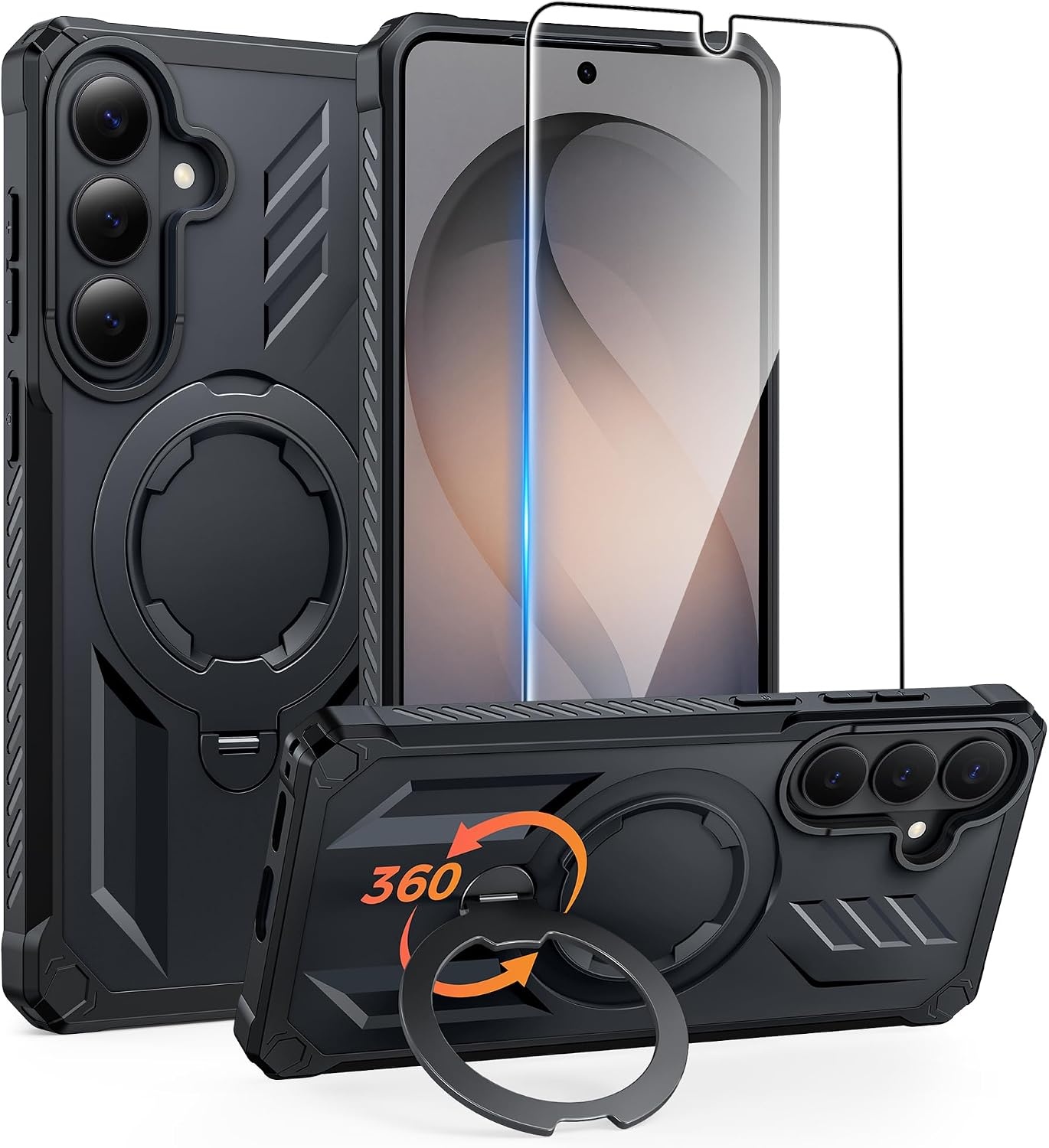 image:imageFNTCASE for Samsung Galaxy S26 Plus Case with Magnetic Ring Kickstand Screen Protector Compatible with MagSafe MilitaryGrade Drop Protection Shockproof Grip Bumper TPU Sturdy Cases BlackBlack