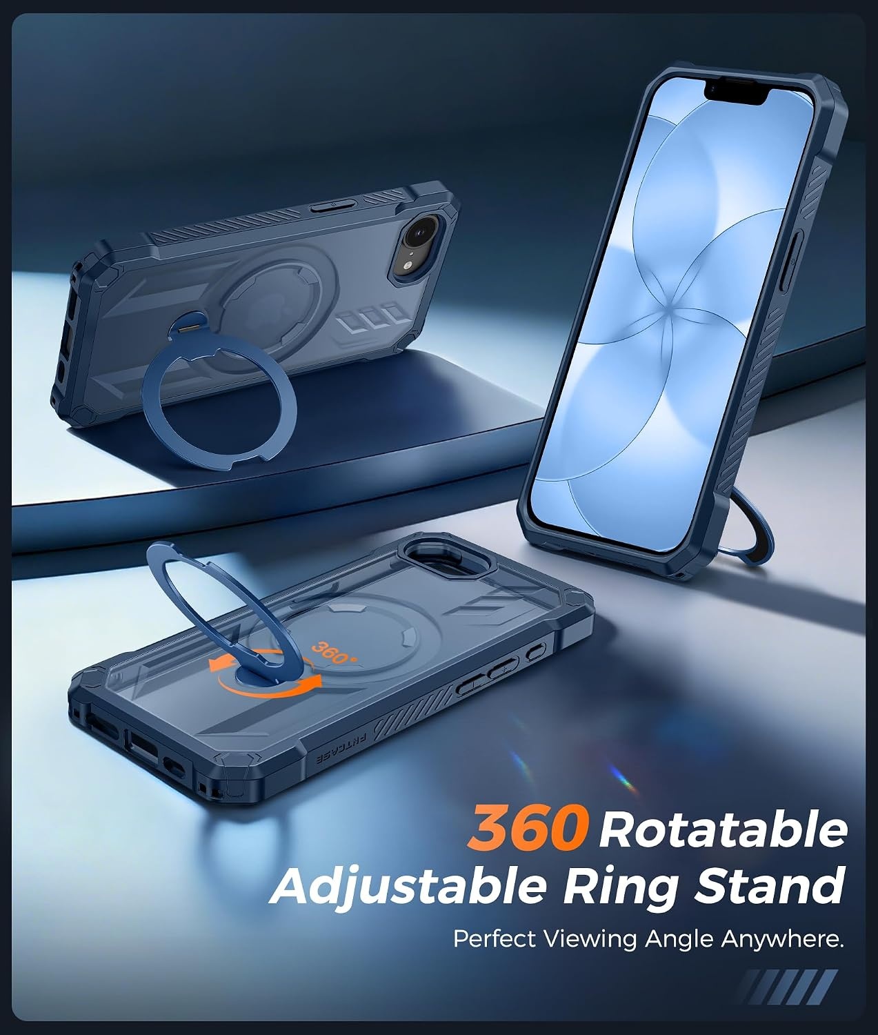 image:imageFNTCASE for Samsung Galaxy S26 Plus Case with Magnetic Ring Kickstand Screen Protector Compatible with MagSafe MilitaryGrade Drop Protection Shockproof Grip Bumper TPU Sturdy Cases BlackTranslucent Blue