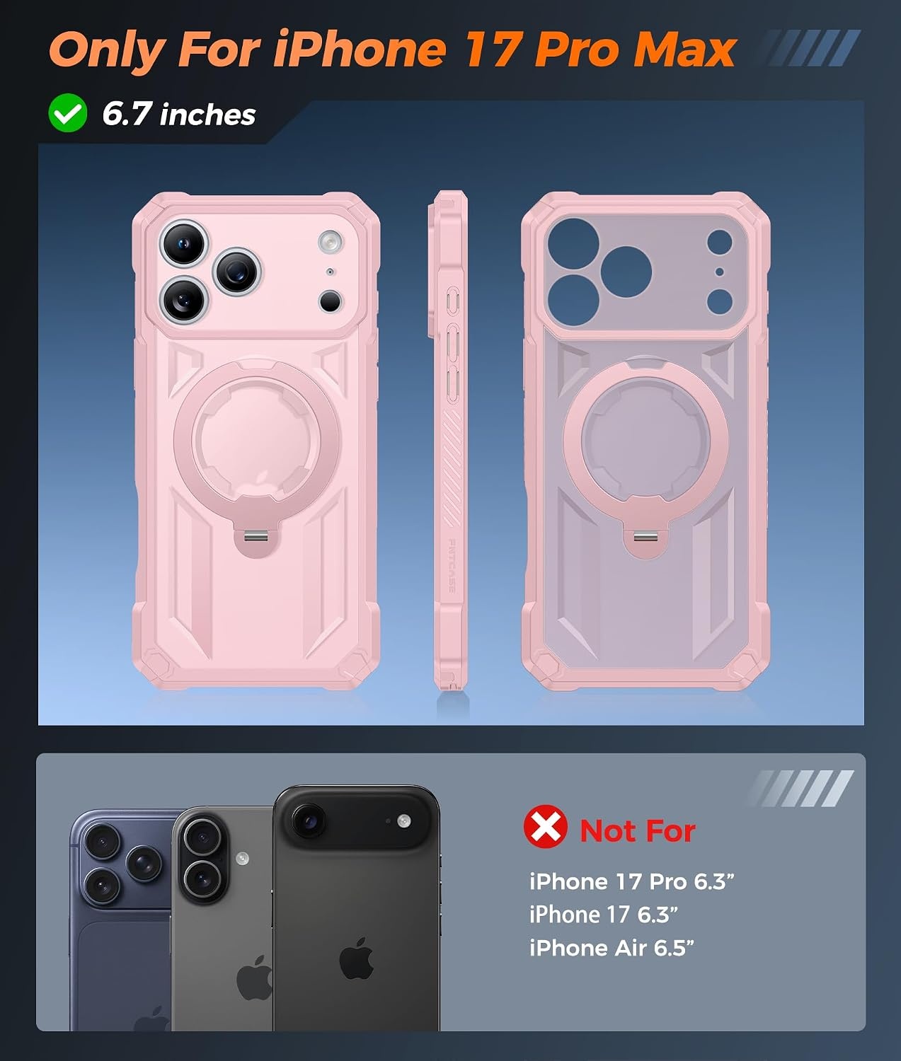 image:imageFNTCASE for Samsung Galaxy S26 Plus Case with Magnetic Ring Kickstand Screen Protector Compatible with MagSafe MilitaryGrade Drop Protection Shockproof Grip Bumper TPU Sturdy Cases BlackTranslucent Pink
