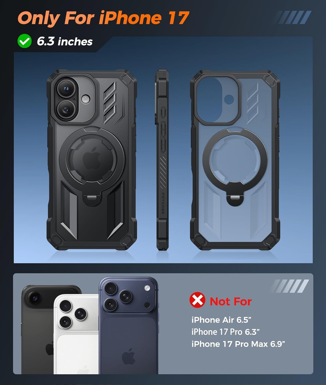 image:imageFNTCASE for Samsung Galaxy S26 Plus Case with Magnetic Ring Kickstand Screen Protector Compatible with MagSafe MilitaryGrade Drop Protection Shockproof Grip Bumper TPU Sturdy Cases BlackTranslucent Black