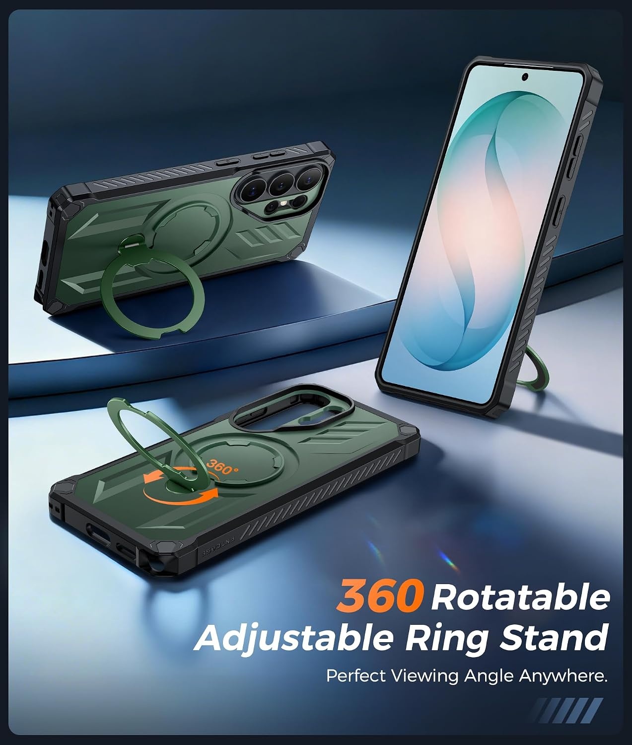 image:imageFNTCASE for Samsung Galaxy S26 Plus Case with Magnetic Ring Kickstand Screen Protector Compatible with MagSafe MilitaryGrade Drop Protection Shockproof Grip Bumper TPU Sturdy Cases BlackGreen