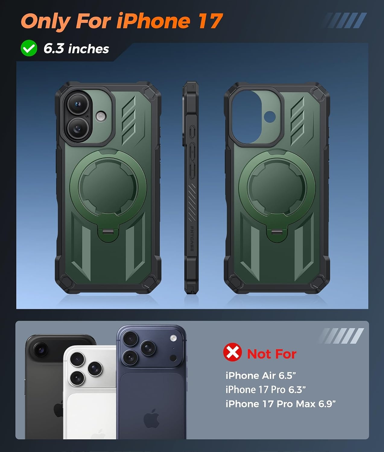 image:imageFNTCASE for Samsung Galaxy S26 Plus Case with Magnetic Ring Kickstand Screen Protector Compatible with MagSafe MilitaryGrade Drop Protection Shockproof Grip Bumper TPU Sturdy Cases BlackGreen