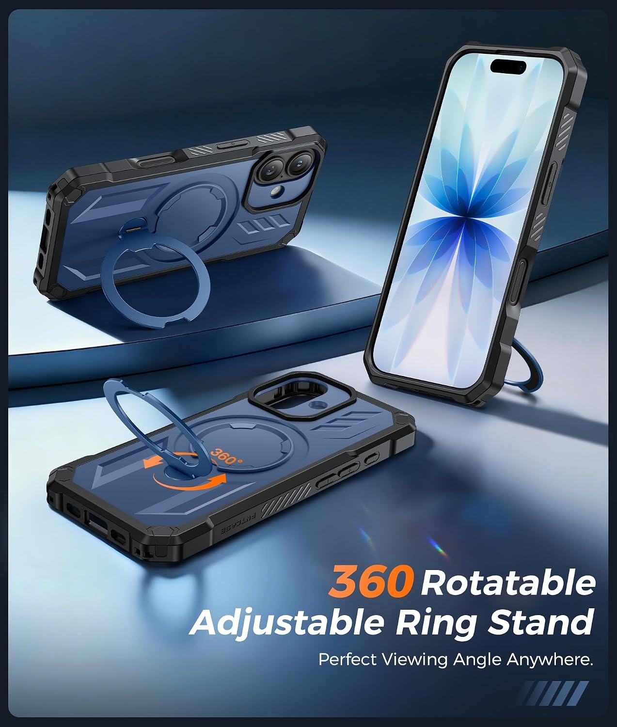 image:imageFNTCASE for Samsung Galaxy S26 Plus Case with Magnetic Ring Kickstand Screen Protector Compatible with MagSafe MilitaryGrade Drop Protection Shockproof Grip Bumper TPU Sturdy Cases BlackBlue