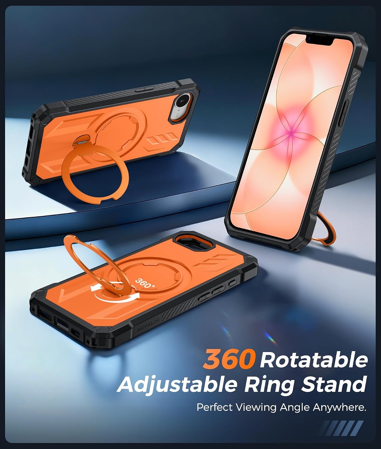 image:imageFNTCASE for Samsung Galaxy S26 Plus Case with Magnetic Ring Kickstand Screen Protector Compatible with MagSafe MilitaryGrade Drop Protection Shockproof Grip Bumper TPU Sturdy Cases BlackOrange