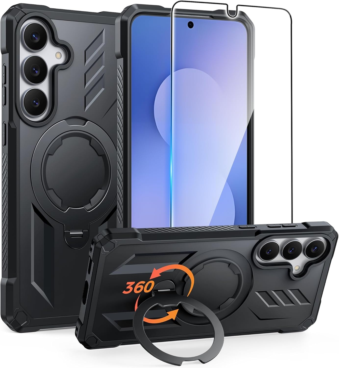 image:imageFNTCASE for Samsung Galaxy S26 Plus Case with Magnetic Ring Kickstand Screen Protector Compatible with MagSafe MilitaryGrade Drop Protection Shockproof Grip Bumper TPU Sturdy Cases BlackBlack