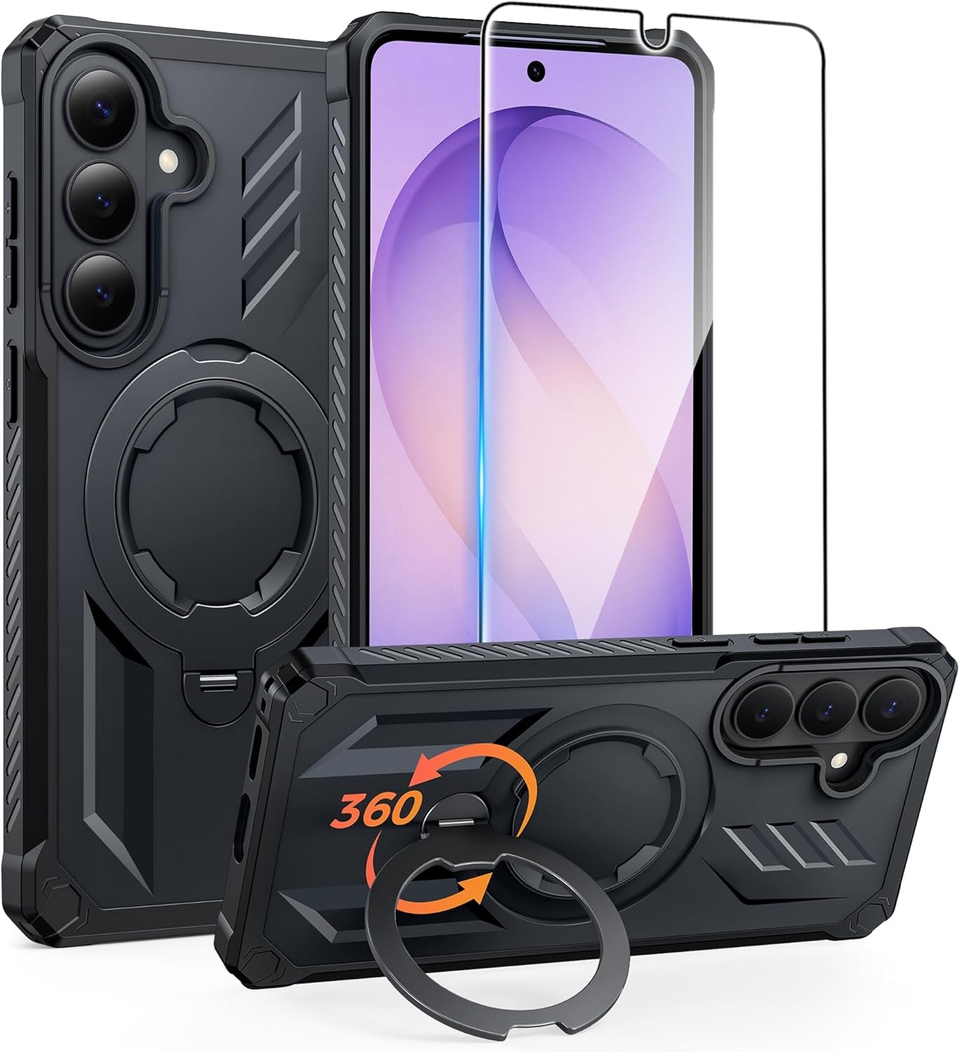 image:imageFNTCASE for Samsung Galaxy S26 Plus Case with Magnetic Ring Kickstand Screen Protector Compatible with MagSafe MilitaryGrade Drop Protection Shockproof Grip Bumper TPU Sturdy Cases BlackBlack