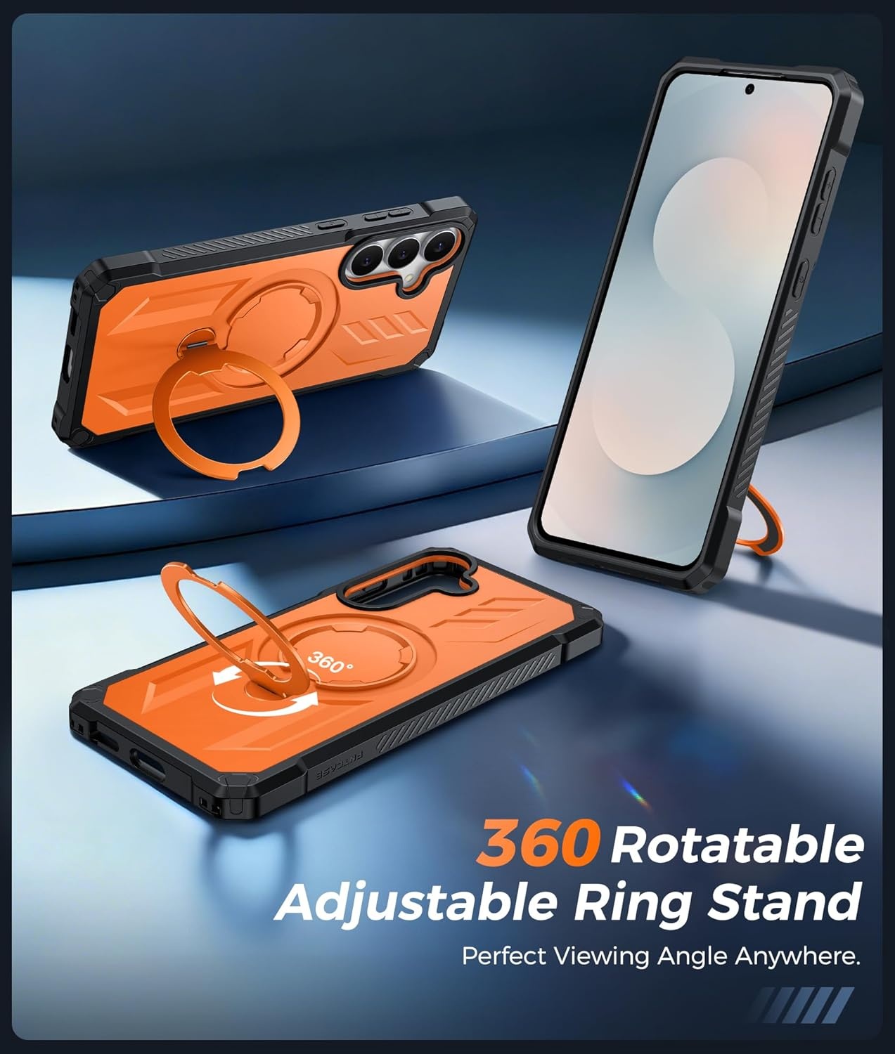 image:imageFNTCASE for Samsung Galaxy S26 Plus Case with Magnetic Ring Kickstand Screen Protector Compatible with MagSafe MilitaryGrade Drop Protection Shockproof Grip Bumper TPU Sturdy Cases BlackOrange