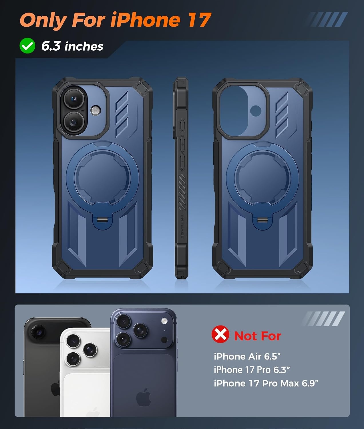 image:imageFNTCASE for Samsung Galaxy S26 Plus Case with Magnetic Ring Kickstand Screen Protector Compatible with MagSafe MilitaryGrade Drop Protection Shockproof Grip Bumper TPU Sturdy Cases BlackBlue