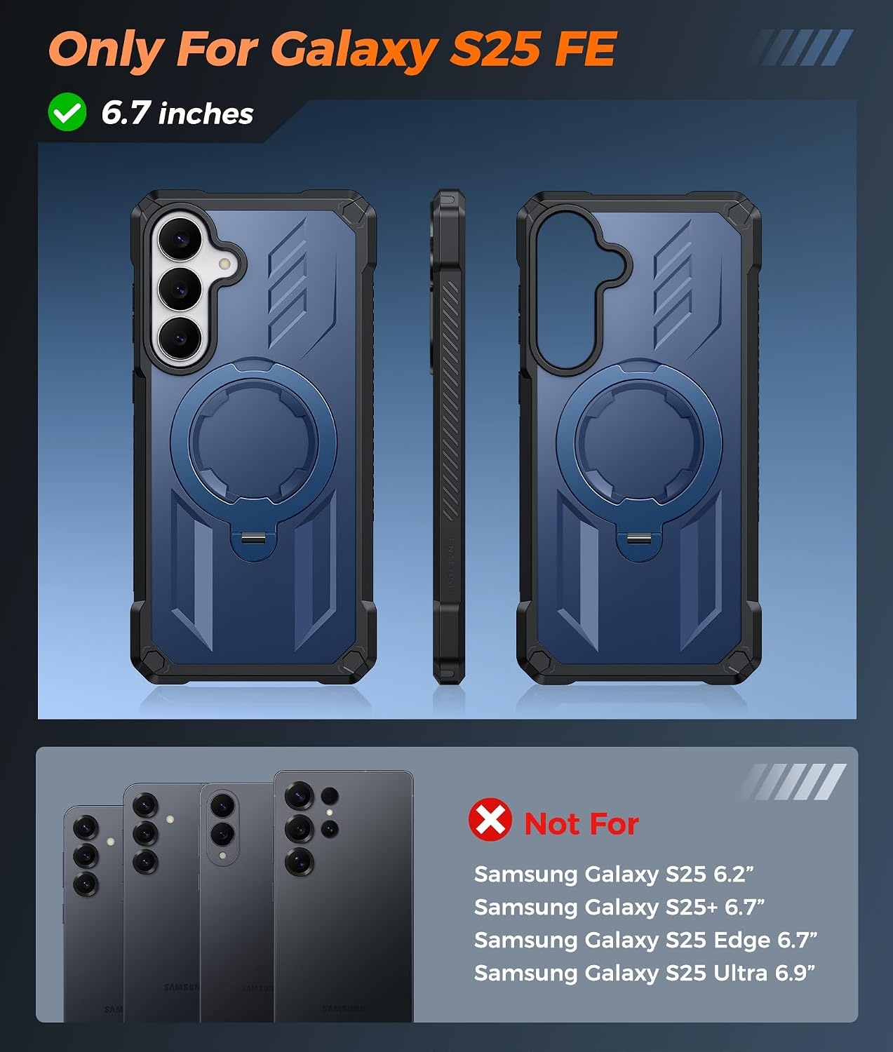 image:imageFNTCASE for Samsung Galaxy S26 Plus Case with Magnetic Ring Kickstand Screen Protector Compatible with MagSafe MilitaryGrade Drop Protection Shockproof Grip Bumper TPU Sturdy Cases BlackBlue