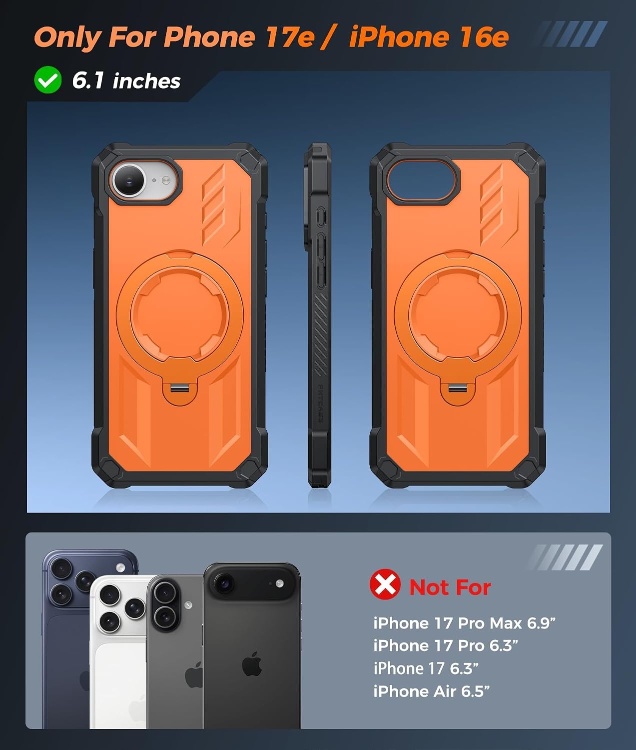 image:imageFNTCASE for Samsung Galaxy S26 Plus Case with Magnetic Ring Kickstand Screen Protector Compatible with MagSafe MilitaryGrade Drop Protection Shockproof Grip Bumper TPU Sturdy Cases BlackOrange