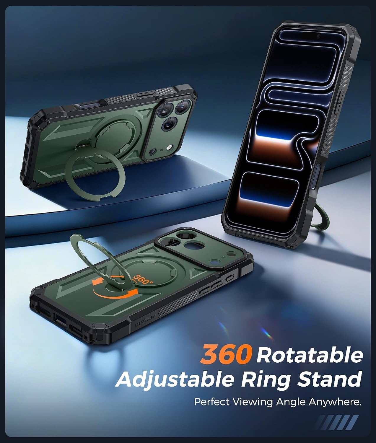 image:imageFNTCASE for Samsung Galaxy S26 Plus Case with Magnetic Ring Kickstand Screen Protector Compatible with MagSafe MilitaryGrade Drop Protection Shockproof Grip Bumper TPU Sturdy Cases BlackGreen