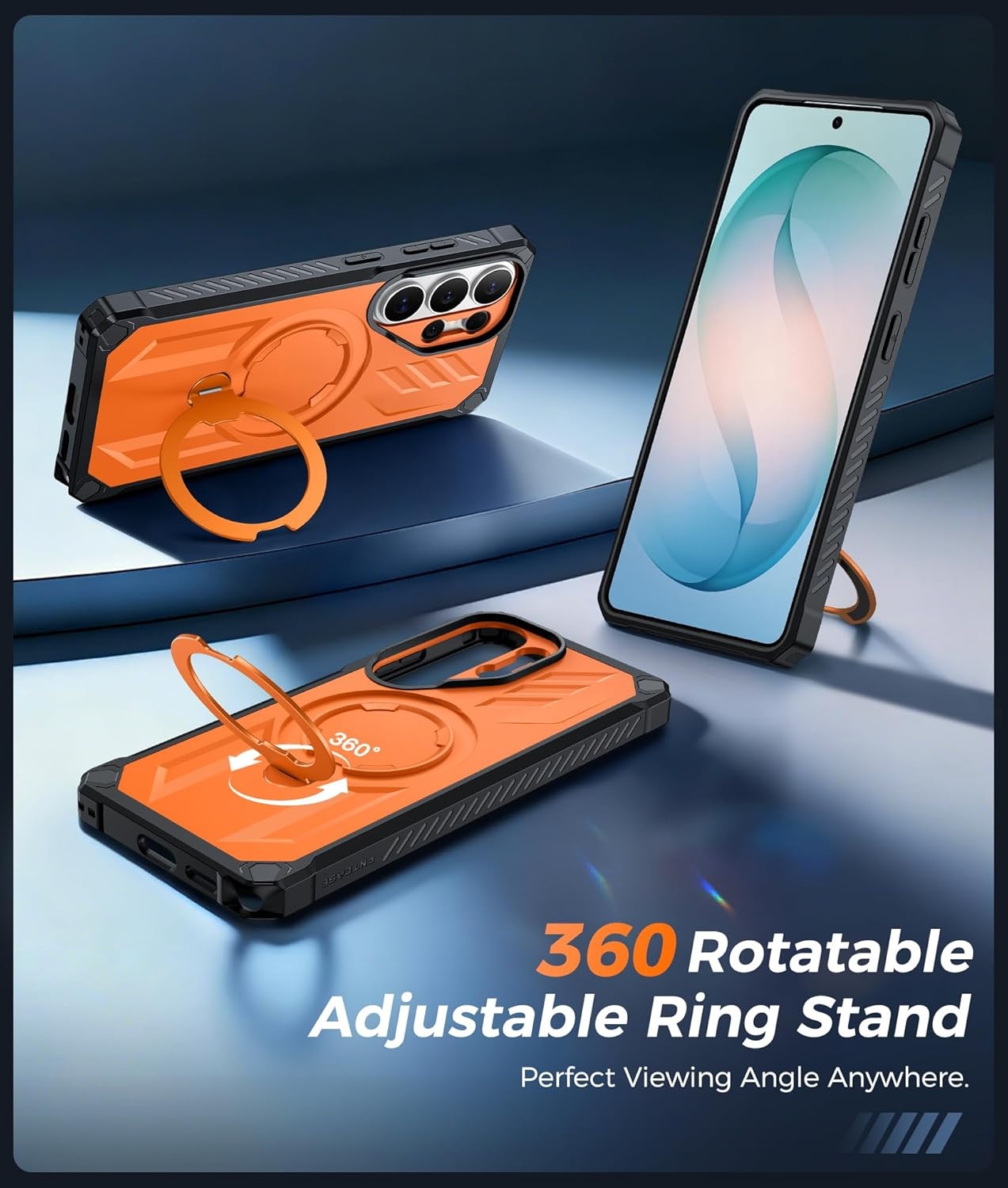 image:imageFNTCASE for Samsung Galaxy S26 Plus Case with Magnetic Ring Kickstand Screen Protector Compatible with MagSafe MilitaryGrade Drop Protection Shockproof Grip Bumper TPU Sturdy Cases BlackOrange