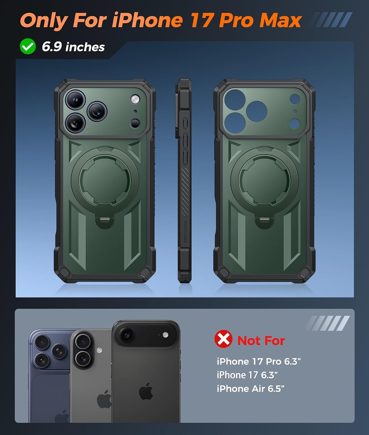image:imageFNTCASE for Samsung Galaxy S26 Plus Case with Magnetic Ring Kickstand Screen Protector Compatible with MagSafe MilitaryGrade Drop Protection Shockproof Grip Bumper TPU Sturdy Cases BlackGreen