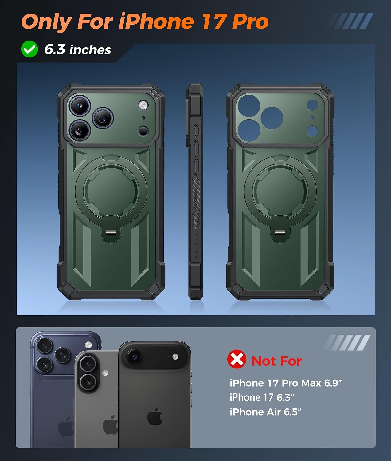 image:imageFNTCASE for Samsung Galaxy S26 Plus Case with Magnetic Ring Kickstand Screen Protector Compatible with MagSafe MilitaryGrade Drop Protection Shockproof Grip Bumper TPU Sturdy Cases BlackGreen