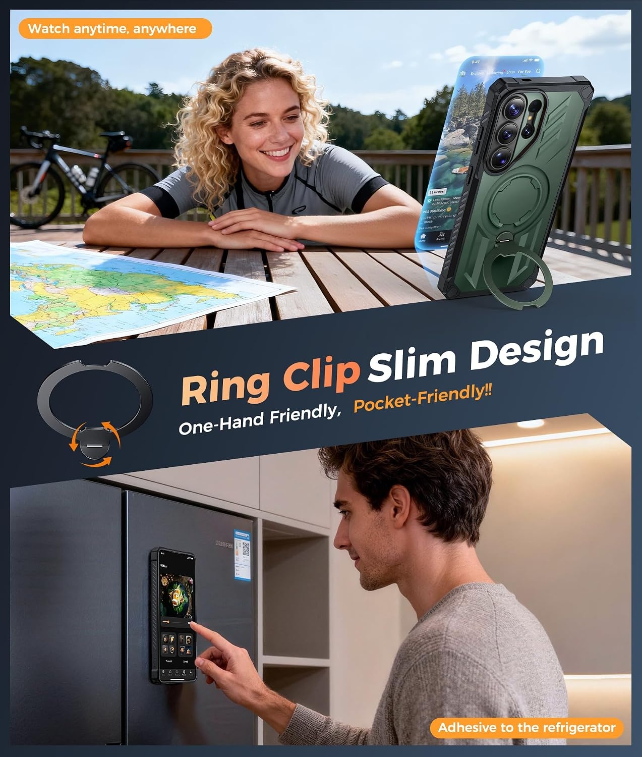 image:imageFNTCASE for Samsung Galaxy S26 Plus Case with Magnetic Ring Kickstand Screen Protector Compatible with MagSafe MilitaryGrade Drop Protection Shockproof Grip Bumper TPU Sturdy Cases BlackGreen