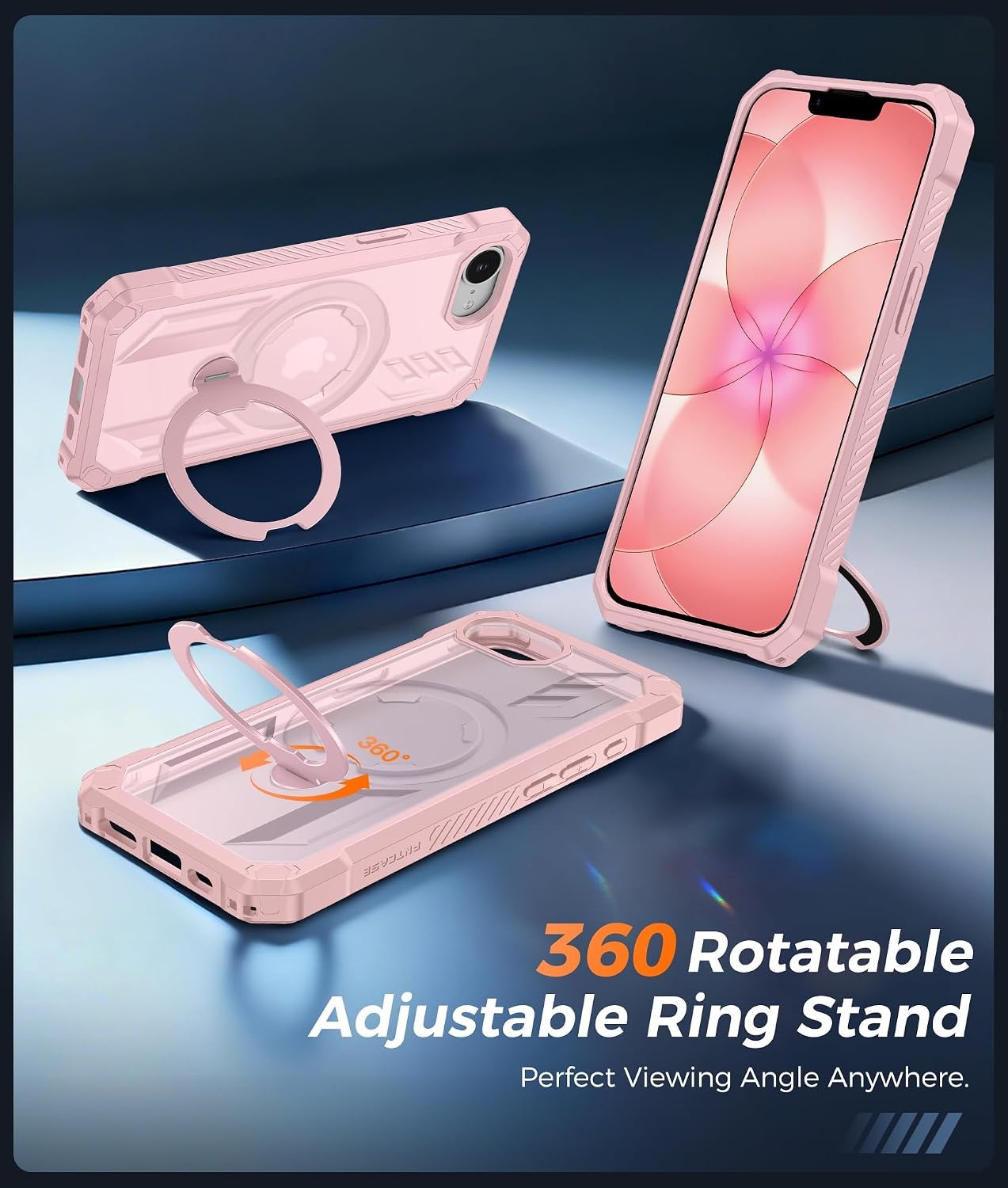 image:imageFNTCASE for Samsung Galaxy S26 Plus Case with Magnetic Ring Kickstand Screen Protector Compatible with MagSafe MilitaryGrade Drop Protection Shockproof Grip Bumper TPU Sturdy Cases BlackTranslucent Pink