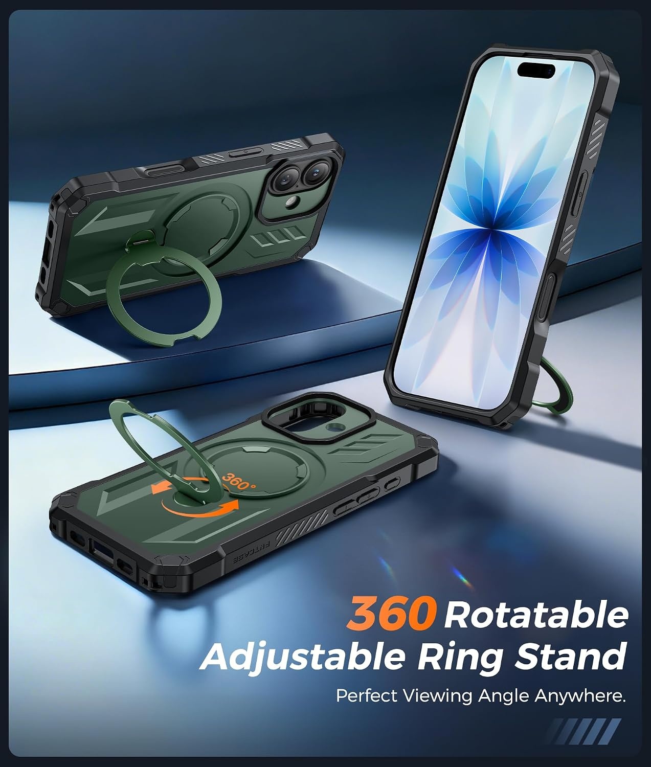 image:imageFNTCASE for Samsung Galaxy S26 Plus Case with Magnetic Ring Kickstand Screen Protector Compatible with MagSafe MilitaryGrade Drop Protection Shockproof Grip Bumper TPU Sturdy Cases BlackGreen